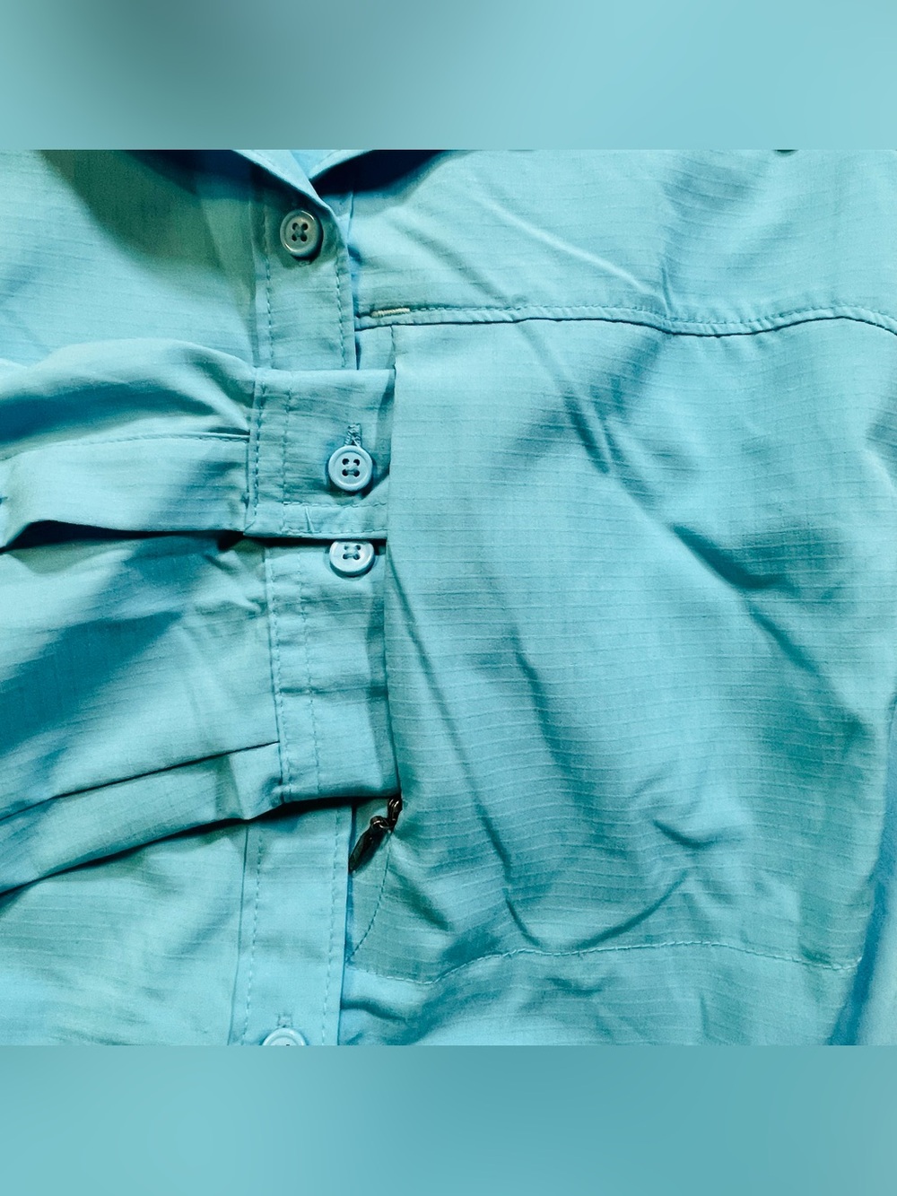 Columbia Women's M Shirt Blue Roll-Tab Vented Nylon Blend Hiking Fishing Beach - Picture 9 of 11